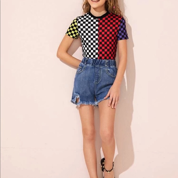 SHEIN Girls Color Block Tee Size 11-12Y - Picture 4 of 13